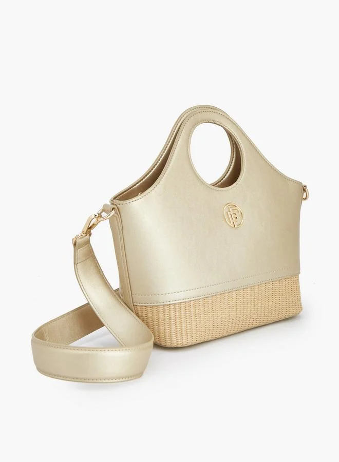 Peppermint GOLD Textured Tote Bag With Zip Closure for Women | Best Price UAE